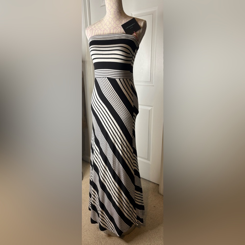 NWT Cynthia Rowley Black & White Strapless Long Maxi Dress S